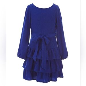 Rare Editions Pique Glitter Knit Tiered Ruffle Dress